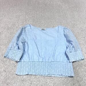 Paper Crane Light Blue Eyelet Top